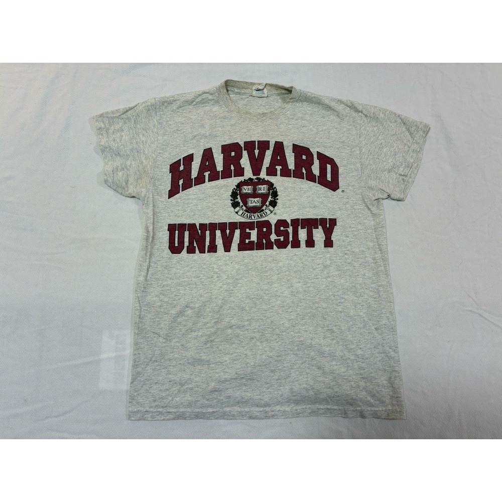 Vintage‎ Harvard University T-Shirt Delta Pro Weight Mens Medium Grey Heather